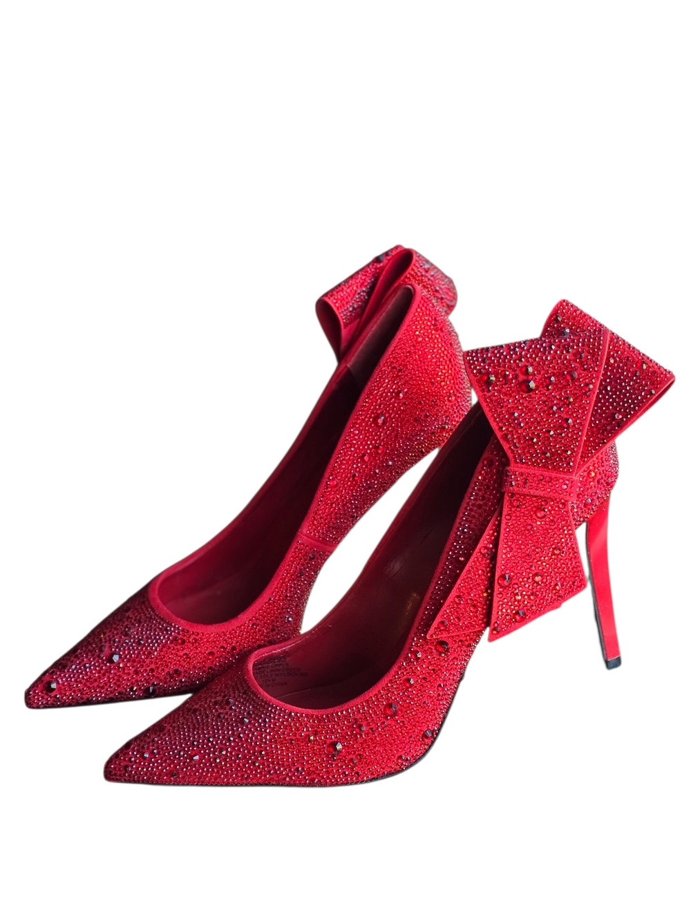 INC International Concepts Red Crystal Bow Pointed-Toe Stiletto Pumps